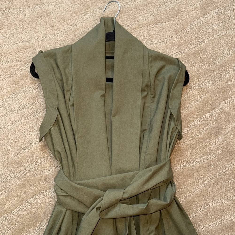 COMMENSE Cotton‎ & Linen Belted Sleeveless Open Front Long Dress - Picture 9 of 17